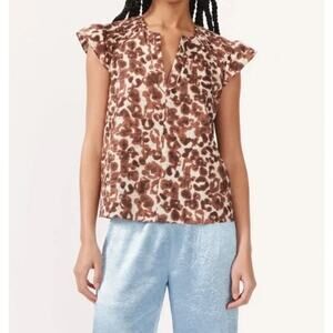 Baum und Pferdgarten Flutter Sleeve Cheetah Print Top‎ Brown Womens Size 32/0